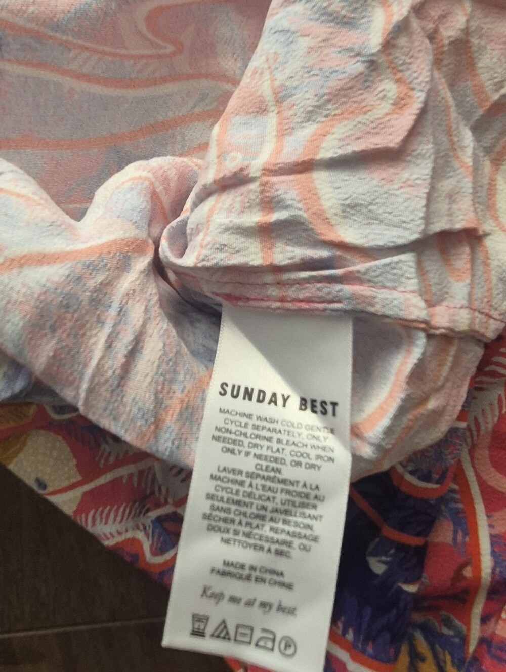 Sunday Best Aritzia Pink Aquatic Print Viscose Cami Mini Dress Size S - Picture 8 of 9